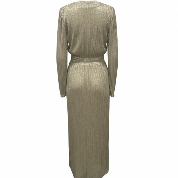 Carla Conti Shimmering Gold Maxi Dress V-Neck Long Sleeve Formal Gown Party XL - Picture 6 of 12